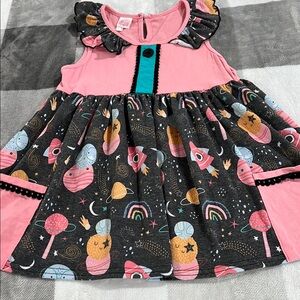 Pink and Black Kids top Space Theme